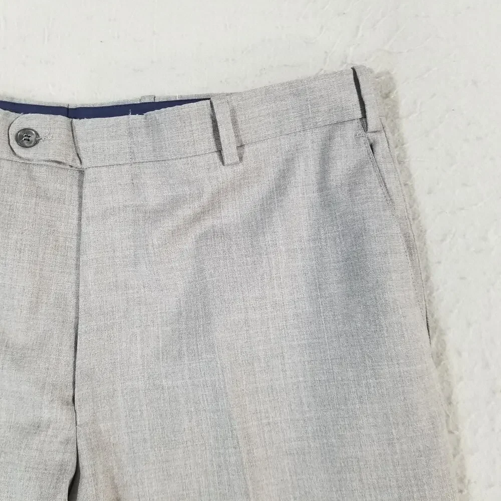Peter Millar Pants‎ Mens 38 Gray Wool Blend Dress Slacks Flat Front Made Canada